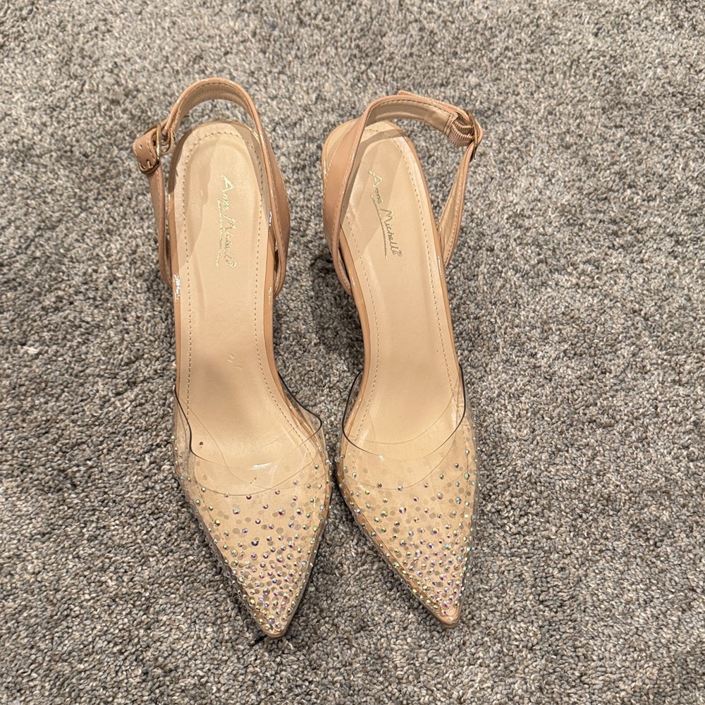 Anne Michelle Tan Embellished Heels